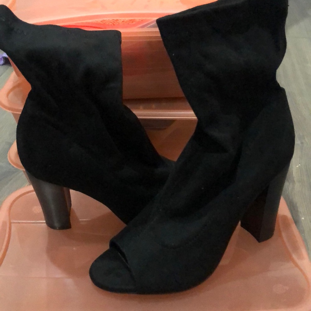 Black open toe booties